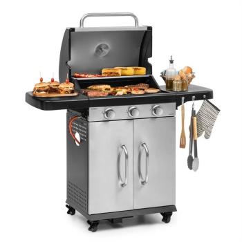 KLARSTEIN GAZOOKA 3.0T, PLYNOVY BBQ GRIL, 3 X 3 KW HORAK, 4 KOLESA, USLACHTILA OCEL, 10033533