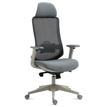 AUTRONIC KA-V321 GREY Kancelářská židle, šedý plast, šedá průžná látka a mesh, 4D područky, kolečka
