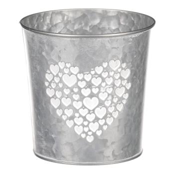 AUTRONIC OK6354 SIL Obal z kovu na květiny, v zinkové barvě se srdcem.