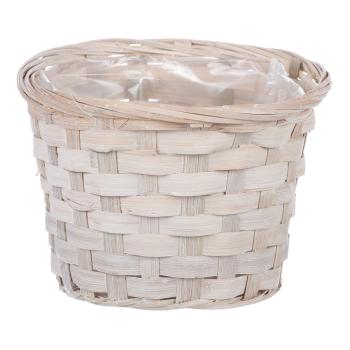 AUTRONIC XJ7006 WT Obal na květiny, bambusové proutí. Bílá barva. Včetně PVC vložky.