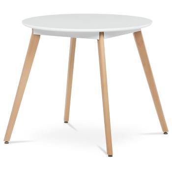 AUTRONIC DT-316 WT Stůl jídelní, 80x80x74 cm, MDF - bílý matný lak, kovová kostrukce, dřevěné nohy