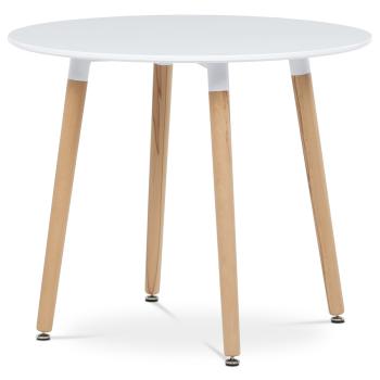 AUTRONIC DT-306 WT Stůl jídelní, 90x90x74 cm, MDF - bílý matný lak, kovová kostrukce, dřevěné nohy