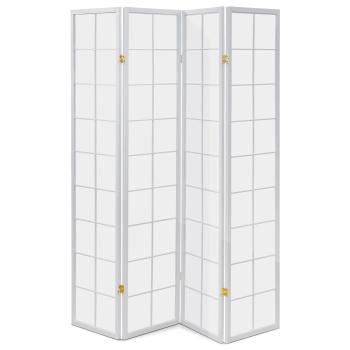 AUTRONIC EF-E804 WT Paraván dřevěný 4 dílný, masiv smrk, bílá netkaná textilie, bílý matný lak