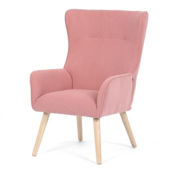 AUTRONIC AK-314 PINK2 Křeslo, potah růžová manšestrová látka, dřevěné nohy, masiv kaučukovník