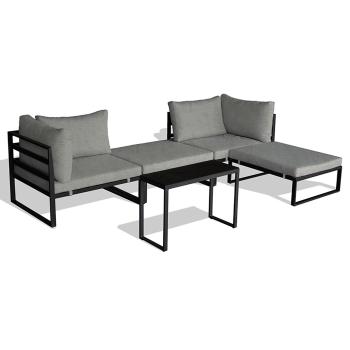 AUTRONIC AZ-L1761 SIL Zahradní set 2+1, stolek 75x30, multifunkční pohovka, kov antracit, světle šed
