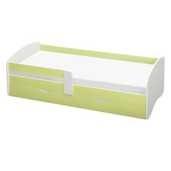 KONDELA Posteľ s roštom a úložným priestorom 90x200, biela/zelená, COCOLINO