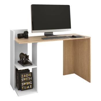 KONDELA PC stôl, dub sonoma/biela, ZINO NEW