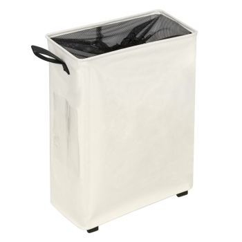 KONDELA Skladací kôš na bielizeň s kolieskami, béžová, PRIOR