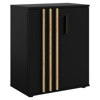 KONDELA Komoda, 2D, čierna/dub artisan, TOLIS TYP 1