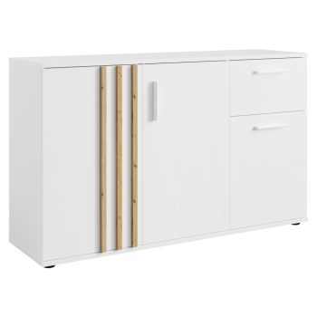 KONDELA Komoda, 3D1S, biela/dub artisan, TOLIS TYP 2