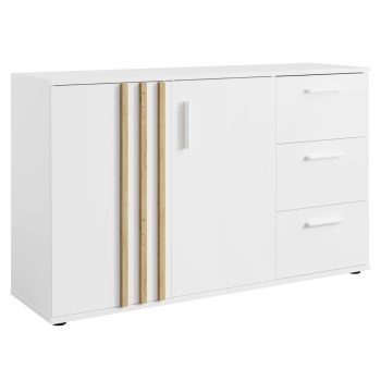 KONDELA Komoda, 2D3S, biela/dub artisan, TOLIS TYP 3