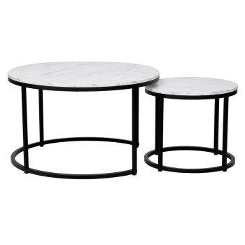 KONDELA Konferenčné stolíky, set 2 ks, biela/čierna, CIRKO