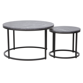 KONDELA Konferenčné stolíky, set 2 ks, tmavosivá/čierna, CIRKO