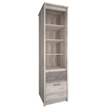 KONDELA Otvorený regál 1D1S, gaštan nairobi/onyx, JESI NEW