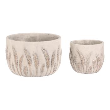 AUTRONIC BSO2005 Obal na květiny - beton, obilné klasy, s patinou, šedý, cena za sadu 2 ks