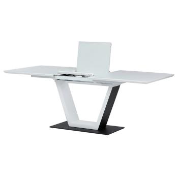 AUTRONIC HT-D1931 WT Stůl jídelní rozkládací 160+50x80x76,5, bílý matný lak, tvrzené sklo,