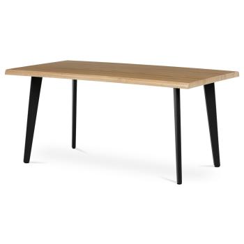 AUTRONIC HT-F4416 OAK Stůl jídelní, 160x90x75 cm, MDF deska, dekor divoký dub, kov, černý lak