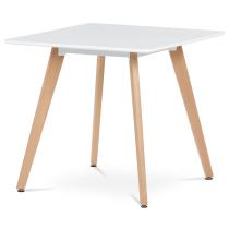 AUTRONIC DT-312 WT Jídelní stůl 80x80x74 cm, MDF, bílý matný lak, masiv buk