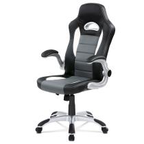 AUTRONIC KA-Y240 GREY Športové herné kreslo, poťah sivá, biela a čierna ekokoža, odklápacie podrúčky