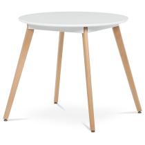 AUTRONIC DT-316 WT Stůl jídelní, 80x80x74 cm, MDF - bílý matný lak, kovová kostrukce, dřevěné nohy