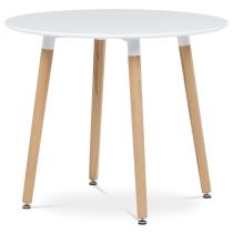 AUTRONIC DT-306 WT Stůl jídelní, 90x90x74 cm, MDF - bílý matný lak, kovová kostrukce, dřevěné nohy