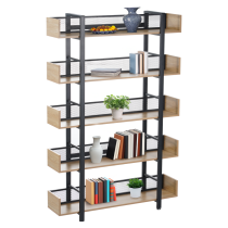 KONDELA 5-policový regál, dub/čierna, KILIS NEW TYP 2