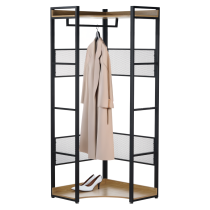 KONDELA Rohový regál, dub/čierna, KILOS NEW TYP 4