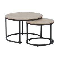 KONDELA Konferenčné stolíky, set 2 ks, dub sonoma/čierna, TARNI