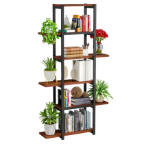 KONDELA Regál, čierna/rustikálne drevo, LEMY