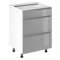 KONDELA Spodná skrinka, biela/sivá extra vysoký lesk HG, AURORA D60S3