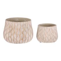 AUTRONIC BSO2000 Obal na květiny - beton, svislé vlnky, šedý, cena za sadu 2 ks