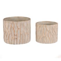 AUTRONIC BSO2010 Obal na květiny - beton, mozaika kůry, béžový, cena za sadu 2 ks