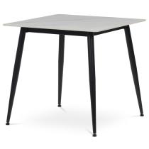 AUTRONIC HT-398M WT Stůl jídelní 80x80 cm, keramická deska bílý mramor, černé kovové nohy