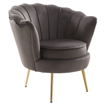 KONDELA Kreslo v štýle Art-deco, sivohnedá Velvet látka/gold chróm zlatý, NOBLEO