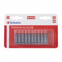 VERBATIM BATERIA ALKALICKA, TUZKOVA, AAA, 1.5V, BLISTER, 20-PACK, 49876