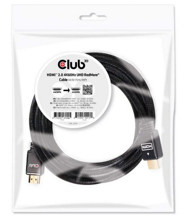 CLUB3D HIGH SPEED HDMI 2.0 4K60HZ UHD REDMERE CABLE 15M
